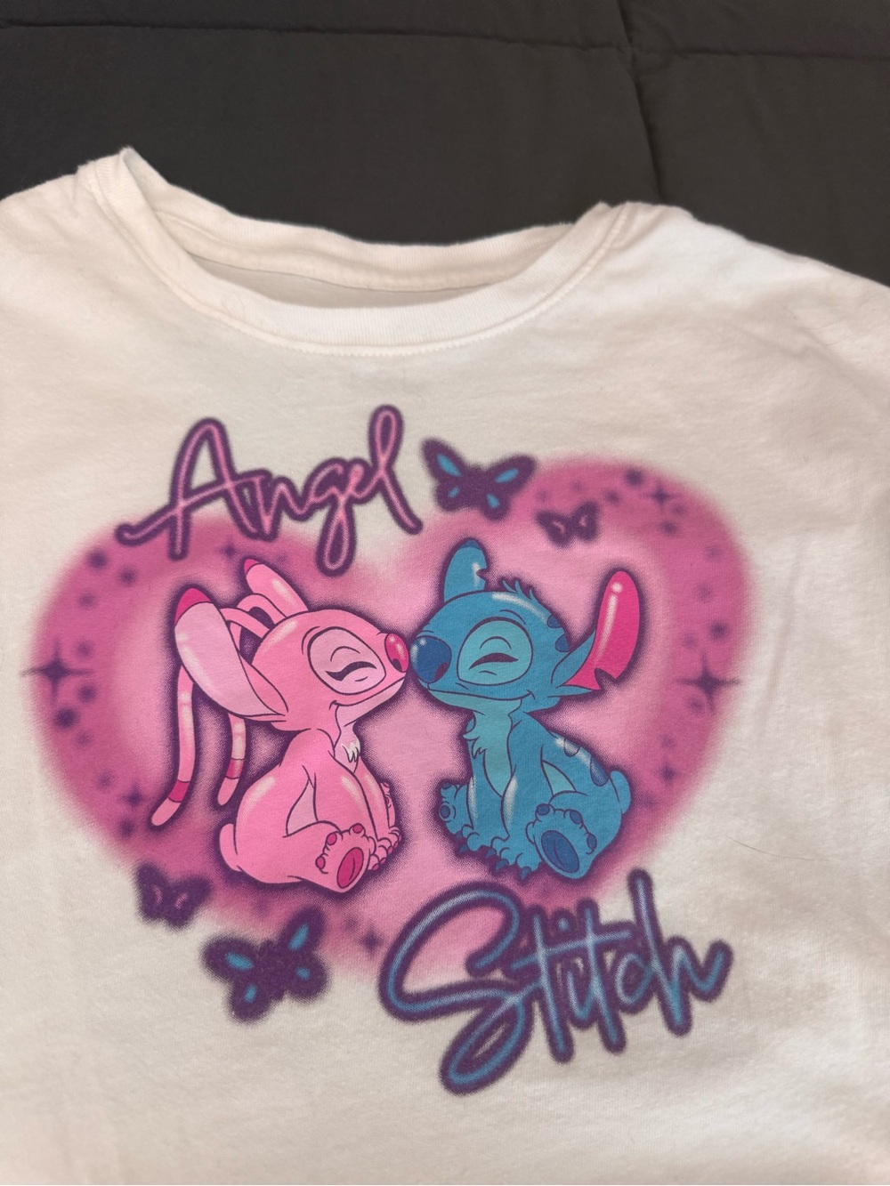 Old Navy White Girls' Angel & Stitch Graphic Tee with Pink and Blue Art - Picture 2 of 4
